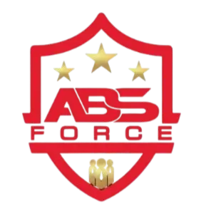 Red shield-shaped logo with the text "ABS FORCE" in a bold, stylized font. Three gold stars are positioned above the text.
